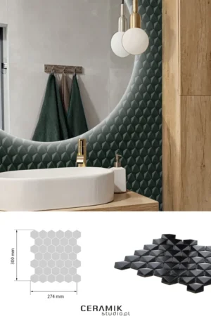 Ceramik Studio Mozaika 3D Hex Black dostawa GRATIS