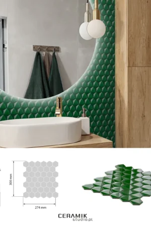 Ceramik Studio Mozaika 3D Hex Green dostawa GRATIS