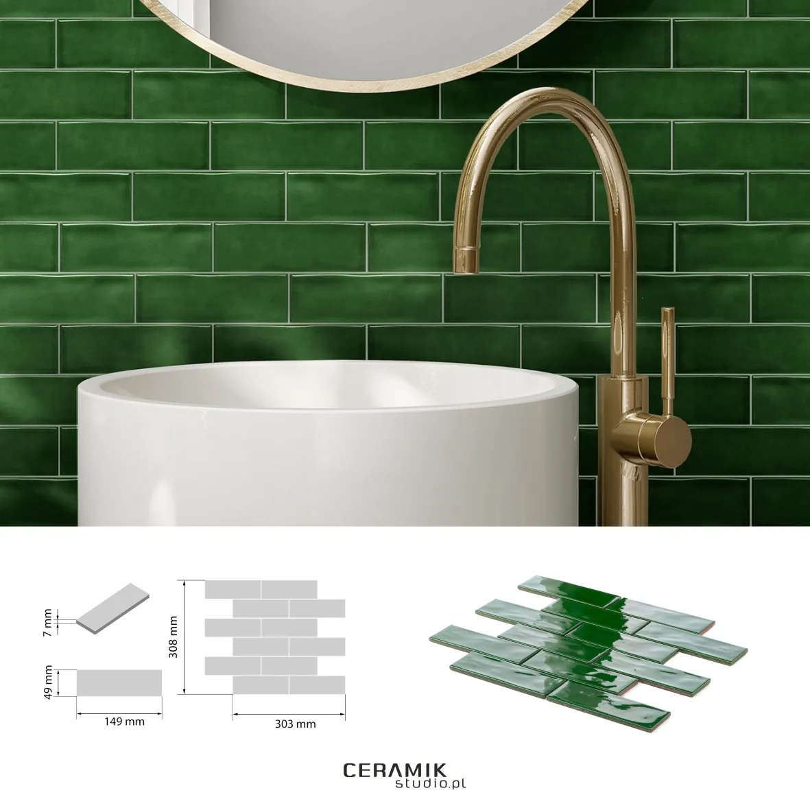 Ceramik Studio Mozaika Venice Green dostawa GRATIS