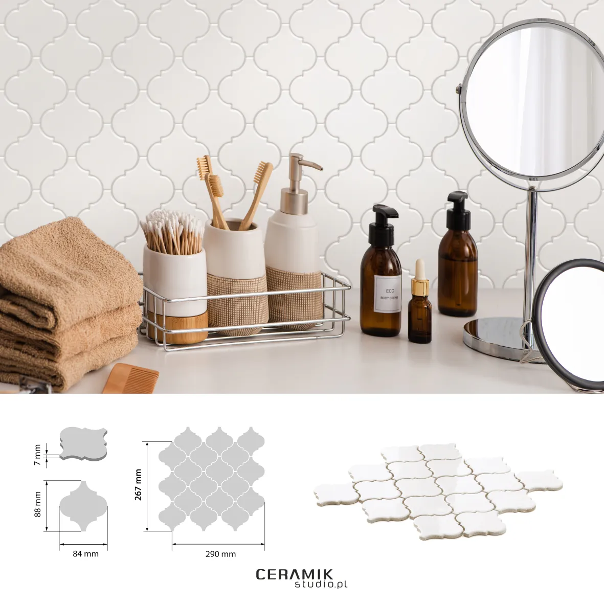 Ceramik Studio Mozaika Arabesque Snow dostawa GRATIS