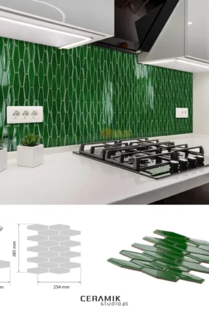 Ceramik Studio Mozaika Long Hex Green dostawa GRATIS