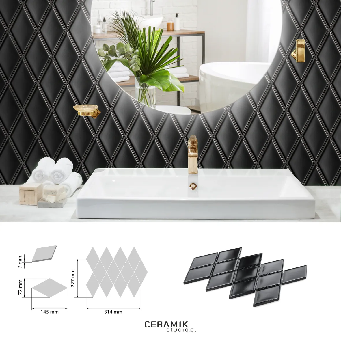 Ceramik Studio Mozaika Unique Black dostawa GRATIS