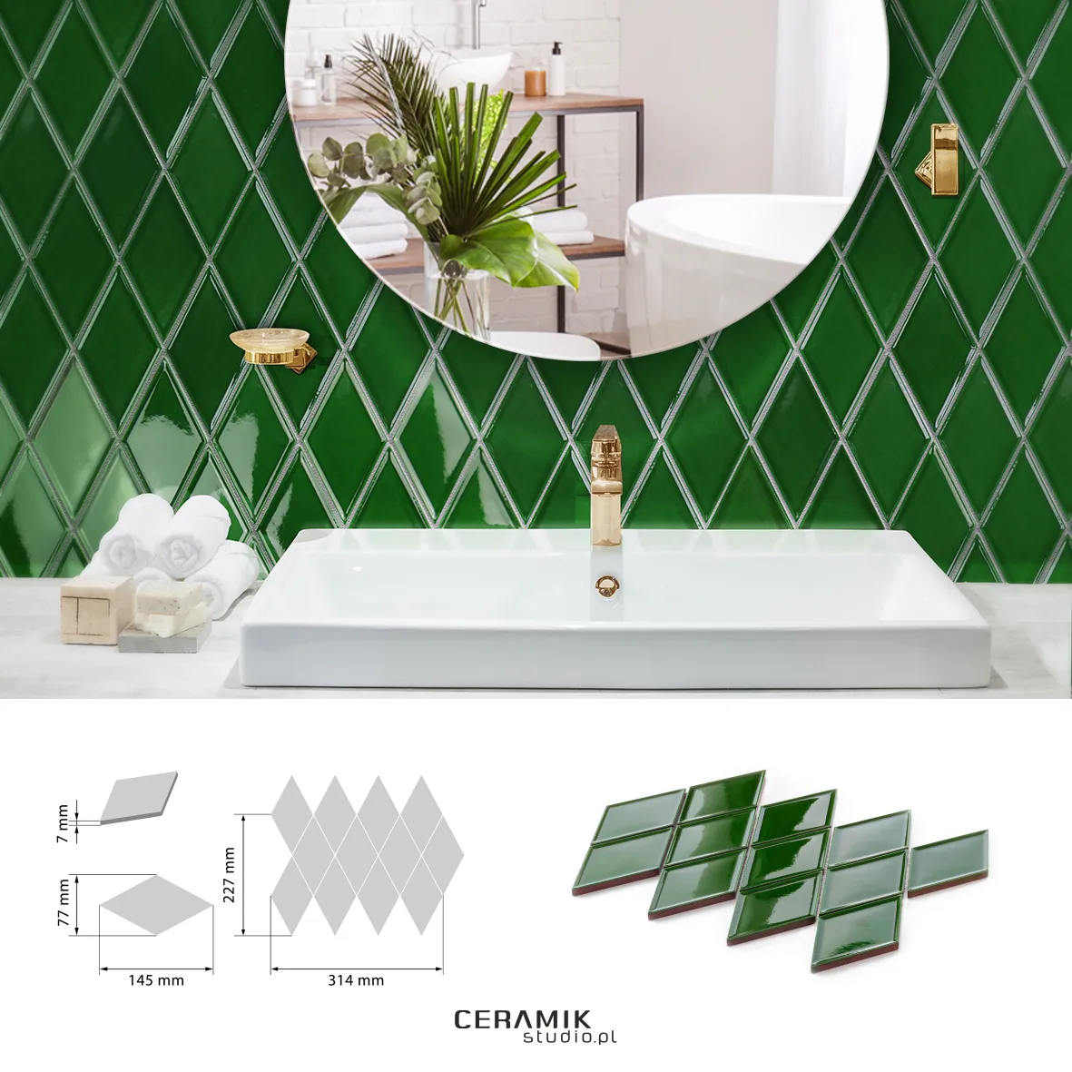 Ceramik Studio Mozaika Unique Green dostawa GRATIS